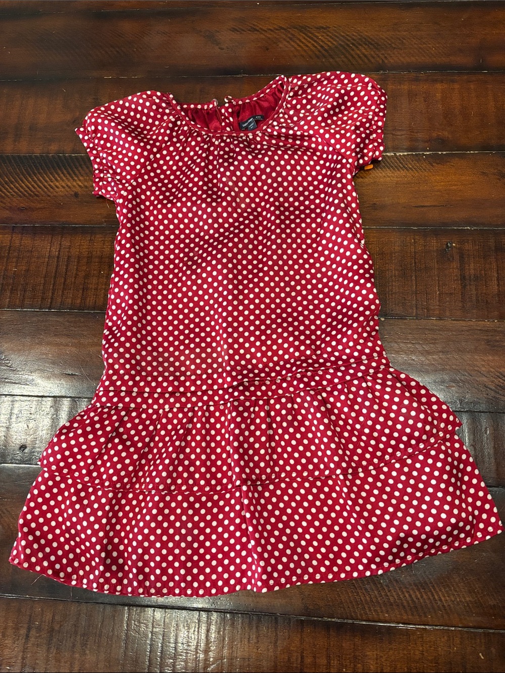 GAP Red Polka Dot Short Sleeve Tiered Dress